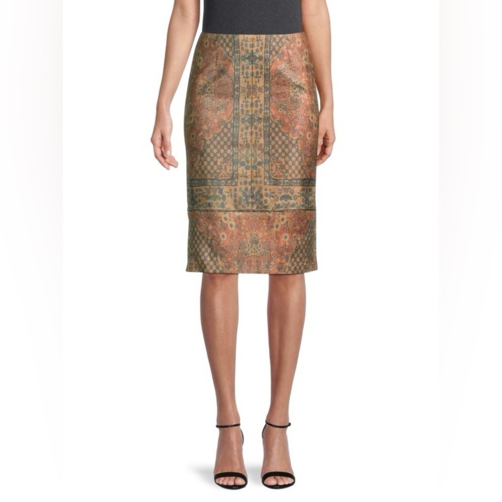 Kobi Halperin Faux Suede Print Pencil Skirt 6